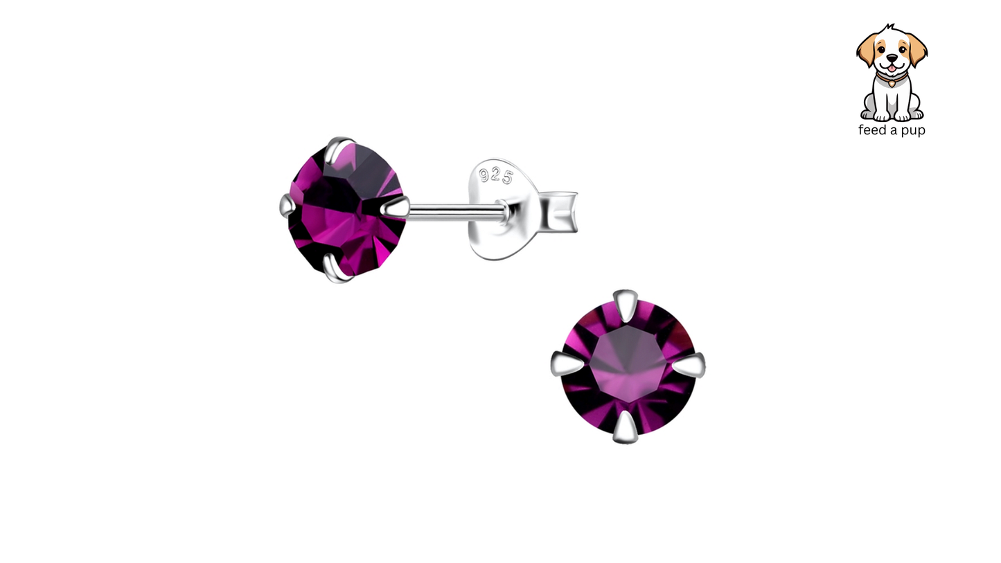 Timeless 6mm Round Studs - Amethyst