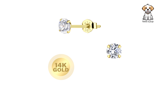 14K Gold Stud Earrings - 4mm